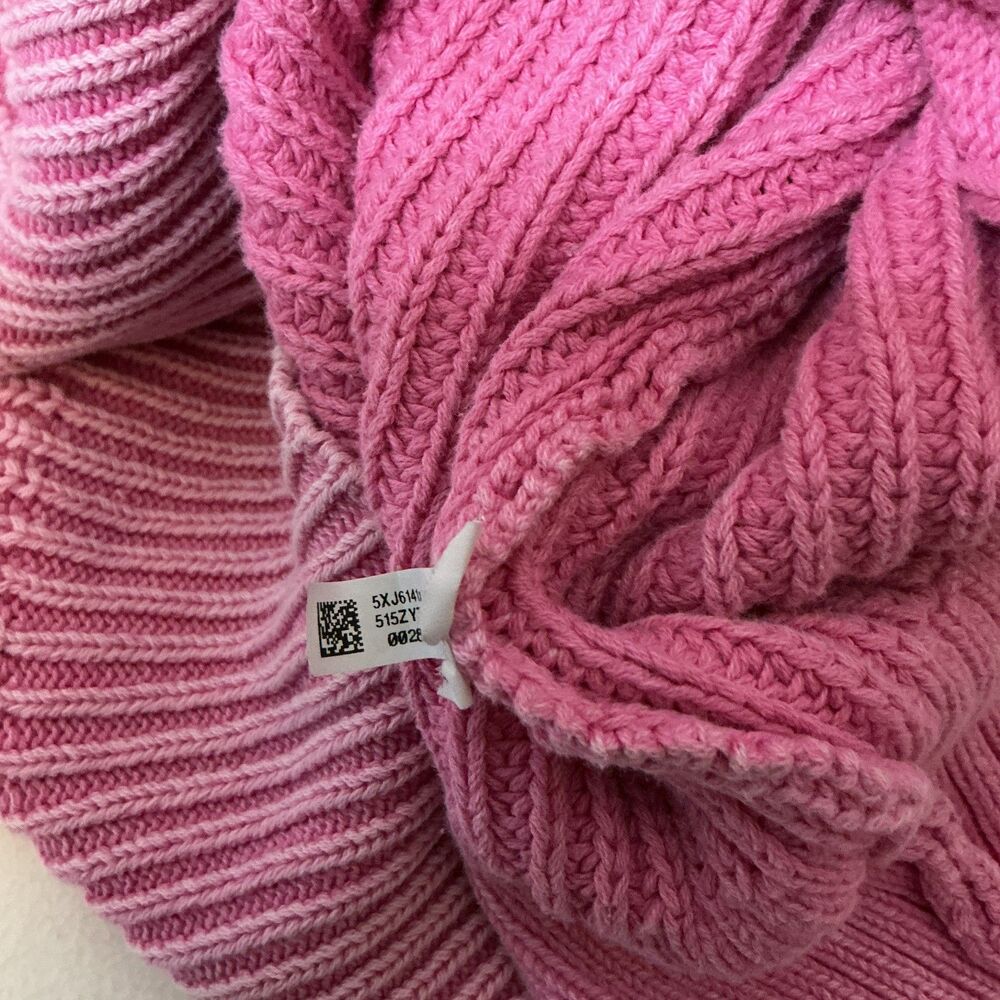 Aerie Pink Cable Knit Sweater Small Oversized V Neck Chunky Cottagecore - Picture 5 of 9